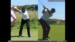 Jon Rahm golf swing  Long Iron faceon amp downtheline July 2017 [upl. by Nolasba]