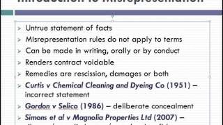 Misrepresentation Lecture 1 of 4 [upl. by Yllop]